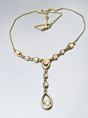 Vintage NANCY & RISE of NY Gold-Tone Rhinestone "Y" Pendant Necklace